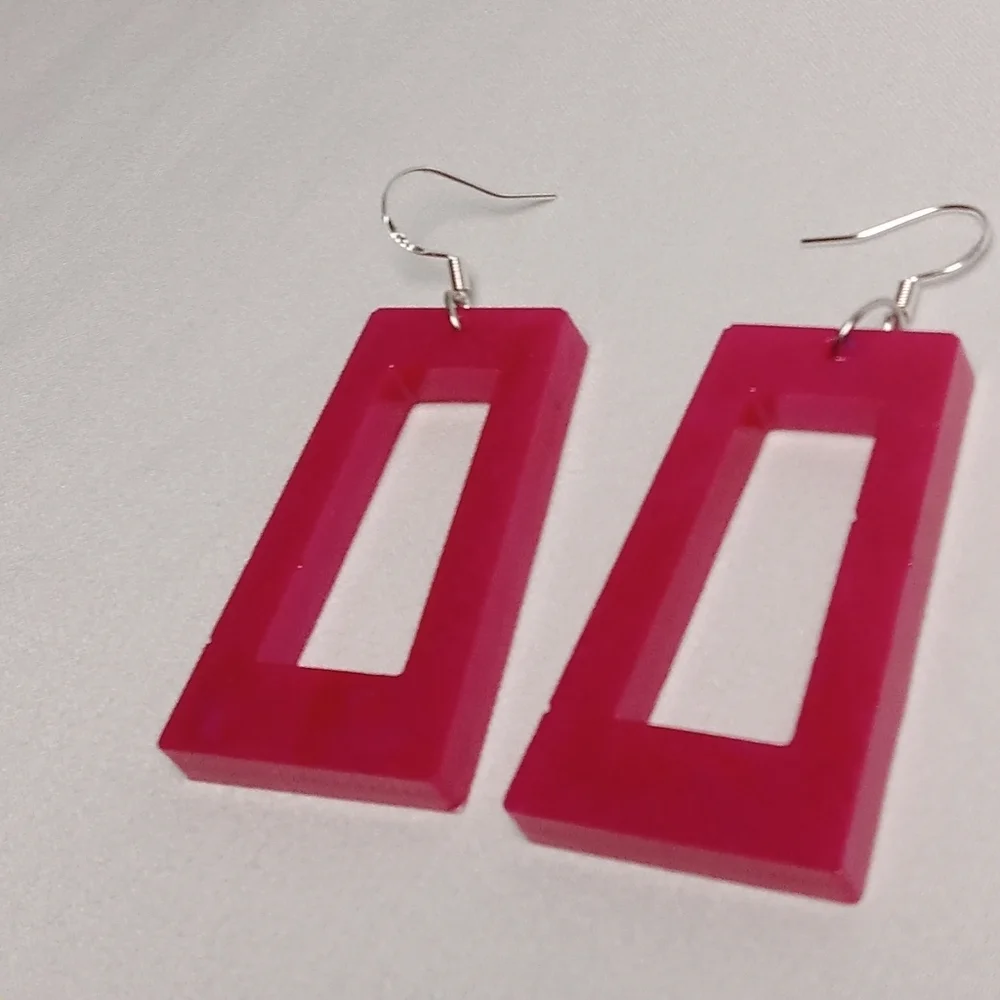 Hand Crafted Pink Geometric Earrings